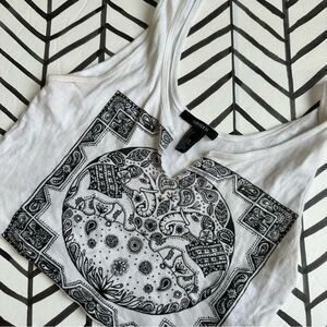 Forever 21 Size L Extreme Crop Bandana Pattern Elephant Tank Top